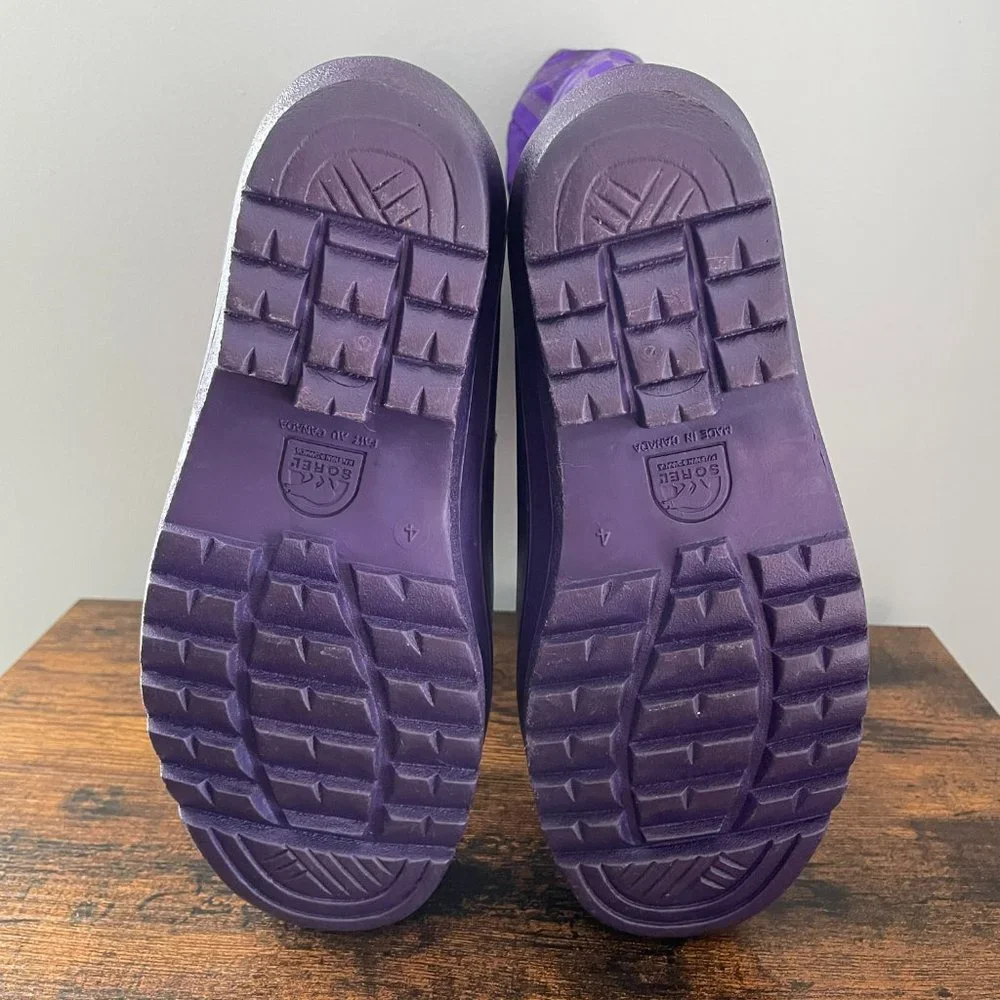 Sorel illumiNite Youth Girl's Size 4 Shoes Purple Lined Weatherproof Winter Boot